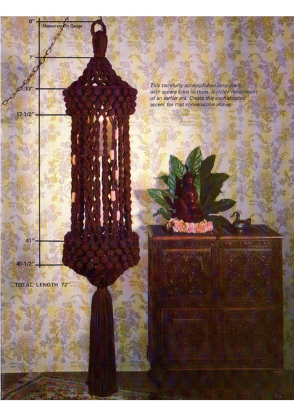 70s Macrame Lamp Shade "Sparkling Burgundy" - Instant Download PDF 3 pages plus 4 pages of extra information