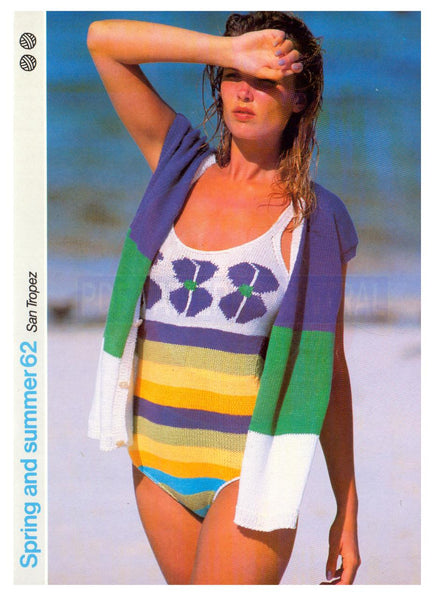 Spring And Summer St Tropez Beach Wrap and Swimsuit - Instant Download - PDF 7 pages