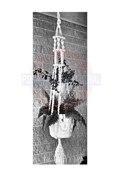 Vintage 70s Macrame White Garden Hanger Pattern Instant Download PDF 1 + 15 pages