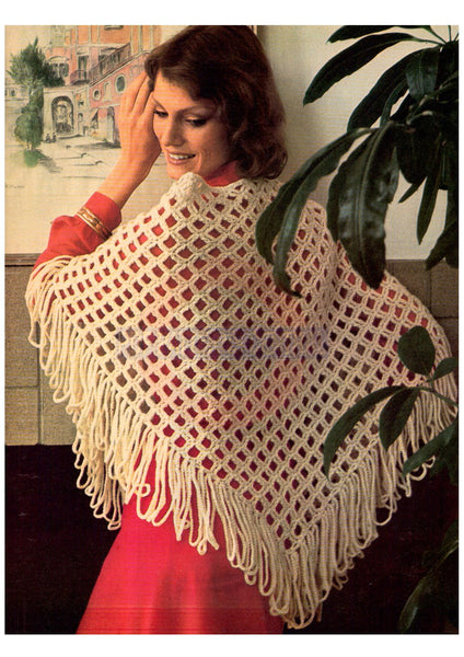 Vintage 70s Windowpane Shawl Pattern Instant Download PDF 1.5 pages