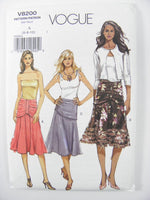 Vogue 8200 Flared Skirt with Attached Drape Variation at Waist, Uncut, Factory Folded Sewing Pattern Size 6-10