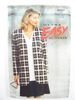90s Vogue 8587 Below Hip Unlined Jacket, Loose Fit Top and Flared Skirt, Uncut, Factory Folded Sewing Pattern Size 8-12