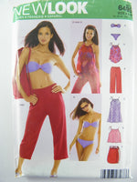 New Look 6499 Beach Coordinates: Bikini, Pants, Halter Neck Top or Tunic, Beach Bag, Uncut, Factory Folded Sewing Pattern Size 8-18