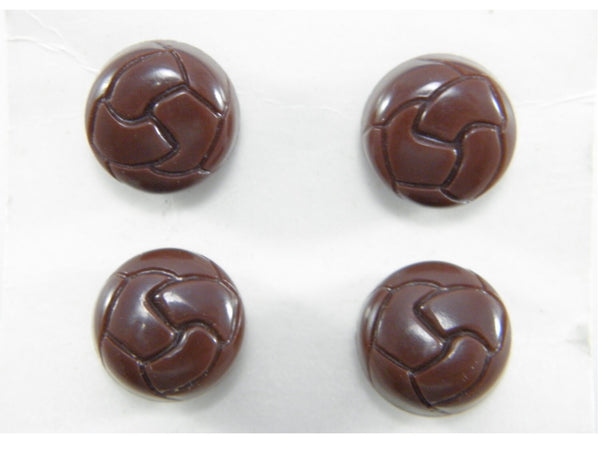 Vintage 1980's Grandway 14 mm (9/16") Carded Chocolate Brown Plastic Leather Look Small Dome Shank Buttons Pack of 4