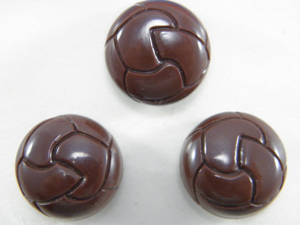 Vintage 1980's Grandway 18 mm (3/4") Carded Chocolate Brown Plastic Leather Look Medium Size Dome Shank Buttons Pack of 3