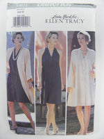 90s Butterick 3401 Ellen Tracy Long Sleeve Flared or Sleeveless A-Line Dress with V-Neckline Uncut, Factory Folded Sewing Pattern Size 6-10