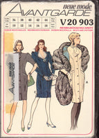 Neue Mode 20903 Button Front Sheath Dress with Tuck Detail and Collar Variations, Uncut, Factory Folded Sewing Pattern Multi Size 10-18