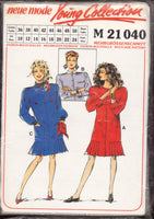 Neue Mode 21040 Button Front Dress with Neckline Variations & Box Pleated Hem, U/C, Factory Folded Sewing Pattern Multi Plus Size 10-24