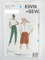 Kwik Sew 1817 Tucked Pants and Shorts with Optional Side Pockets and Belt Loops, Uncut, Factory Folded Sewing Pattern Multi Size 6-12