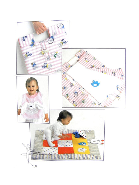 Kwik Sew 1798 Baby's Bib with Applique, Carry-Along Changing Pad and Play Quilt with Toys, Uncut, Factory Folded Sewing Pattern