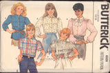 Butterick 6329 Girls' Loose Fitting Blouse with Collar and Sleeve Length Variations, Uncut, Factory Folded Sewing Pattern Size 12-14