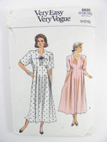 1987 Vogue 9820 Maternity Semi-Fitted Flared Dress with Front and Back Pleats, Long or Short Sleeves Sewing Pattern Size 8-12