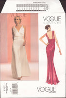 Vogue Couture 2707 Floor Length, Close Fitting Evening Dress with Front Pleats Uncut, Factory Folded, Sewing Pattern Size 6-10