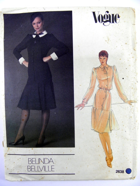 70s Vogue 2638 Belinda Bellville Drop Waist Dress with Button Front Bo –  Patterns Central