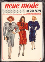 Neue Mode 20879 Button Front Dress with Tiered, Ruffled Skirt in Two Lengths, Uncut, Factory Folded Sewing Pattern Size 12-22