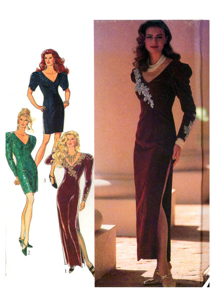 Style 2193  Lined, Tapered Evening/Cocktail/Formal Dress with Two Sleeve and Skirt Lengths, U/C, Factory Folded Sewing Pattern Size 8-18