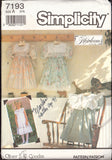 Simplicity 7193 Oliver Goodin Child's Dresses with Trim, Collar and Scallop Variations, Uncut, Factory Folded Sewing Pattern Size 3-8