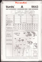 Burda 9643 Baby Accessories: Hooded Bathrobes, Play Rugs, Hand Puppets, Soft Toys, Uncut, Factory Folded Sewing Pattern Multi Size 9M-3