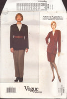 Vogue American Designer 1228 Anne Klein Lined Jacket, Tapered Skirt and Pants, Uncut, Factory Folded, Sewing Pattern Size 12-16
