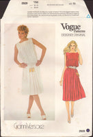Vogue Designer Original 2929 Gianni Versace Loose Fitting, Pleated, Sleeveless, Pullover Dress Sewing Pattern Size 10