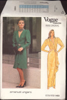 Vogue Paris Original 1403 Emanuel Ungaro Fitted,  Wrap Evening Dress in Two Lengths, Uncut, Factory Folded, Sewing Pattern Size 10