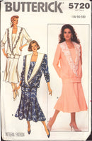 Butterick 5720 Three Piece Dress: Top, Camisole with Fitted and Flared Skirt, Uncut, Factory Folded, Sewing Pattern Size 14-18