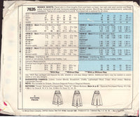 McCall's 7635 Flared Skirt in Three Lengths with Faced Yokes and Buttoned Waistband, Uncut, Factory Folded, Sewing Pattern Size 12