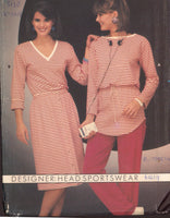 Butterick 6419 Head Sportswear Drawstring Top, A-line Skirt and Tracksuit Pants, Uncut, Factory Folded, Sewing Pattern Size 8-12