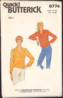 Butterick 6774 Loose Fitting Casual Top with Front Yoke, Shawl Collar and Long Sleeves, Uncut, Factory Folded, Sewing Pattern Size 8-10