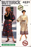 Butterick 4231 Full, Pleated, Flared or Dirndl Skirt in Two Lengths and Square Scarf, Uncut, Factory Folded, Sewing Pattern Size 14-18