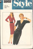 Style 2952 Long or Short Sleeved, Slim Skirt Dress with V-Neck and Asymmetrical Bodice, Uncut, Factory Folded, Sewing Pattern Size 12