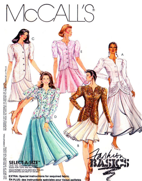 McCall's 5744 Two Piece Dress: Lined Jacket and Five Gored Skirt, Both in Two Lengths, Uncut, Factory Folded, Sewing Pattern Size 8-12