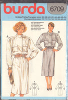 Burda 6709 Shirt Dress with Collar Variations & Concealed Front Button Fastening, Uncut, Factory Folded, Sewing Pattern Multi Size 10-42