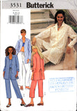 Butterick 3531 Loose Fitting Shirt with Sleeve Variations, Top and Pants in Two Lengths, Uncut, Factory Folded, Sewing Pattern Size 8-12