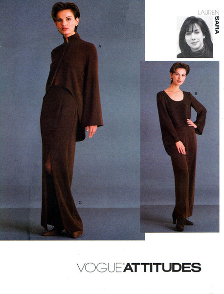 Vogue Attitudes 1467 Lauren Sara Jacket, Pullover Top, Skirt and Pants, Uncut, Factory Folded, Sewing Pattern Size 6-10