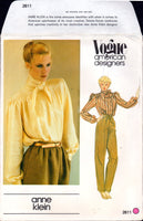 Vogue American Designer 2611 Anne Klein Long Sleeved Blouse with Bias Collar and Neck Tie, Uncut, Factory Folded, Sewing Pattern Size 12