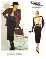 Vogue Paris Original 1468 Emanuel Ungaro Jacket, Asymmetrical Closing Blouse & Straight Skirt  Uncut, F/Folded, Sewing Pattern Size 10