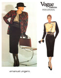 Vogue Paris Original 1468 Emanuel Ungaro Jacket, Asymmetrical Closing Blouse & Straight Skirt  Uncut, F/Folded, Sewing Pattern Size 10