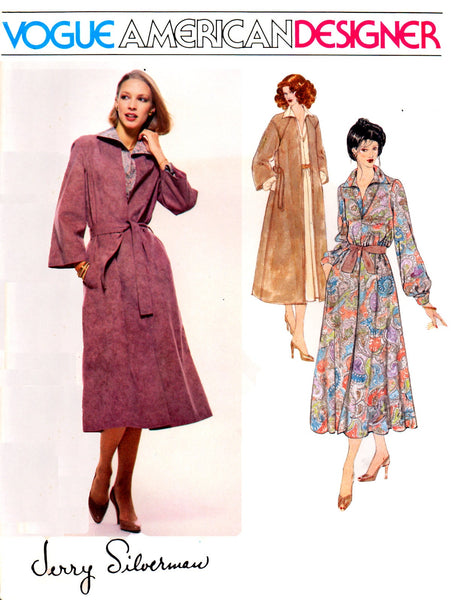 Vogue American Designer 1961 Jerry Silverman Flared Dress, Front Wrapped Coat and Belt, Uncut, Factory Folded Sewing Pattern Size 12