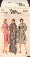 Vogue 9651 Princess Seamed Dress in Two Lengths with Tie Neck and Shawl, Uncut, Factory Folded Vintage Sewing Pattern Size 12 Bust 34