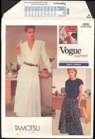 Vogue Career 2035 Tamotsu Long Sleeve Shirt, Cap Sleeve Top and Flared, Pleated Skirt, Uncut, Factory Folded, Sewing Pattern Size 14-18