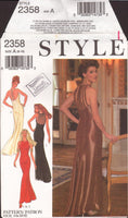 Style 2358 Halter Neck Evening, Cocktail Dress with Train and Decorative Back Straps, Uncut, Factory Folded, Sewing Pattern Size 6-16