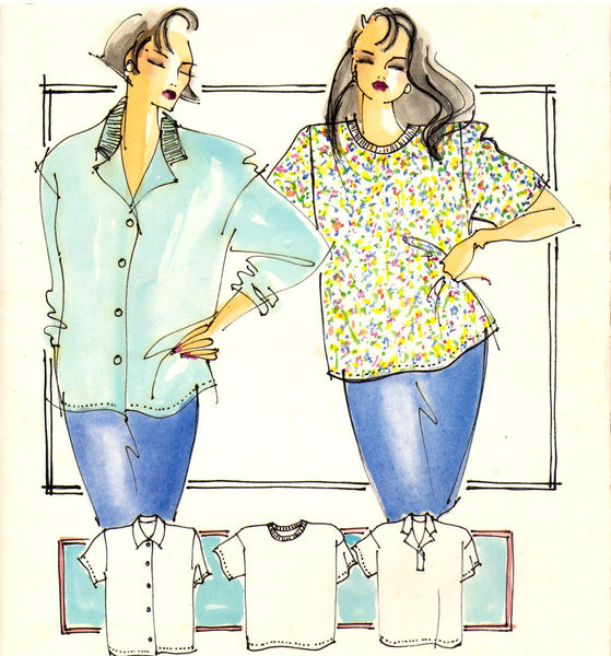 Justknits 96859 Ladies' Long or Short Sleeve Shirts and T-Shirts in Various Styles, Uncut, Factory Folded Sewing Pattern Multi Size 8-22