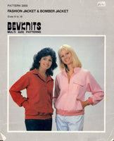 Bevknits 2000 Ladies' Fashion or Bomber Jacket for Stretch Knits Only, Uncut, Factory Folded Sewing Pattern Multi Plus Size 8-18