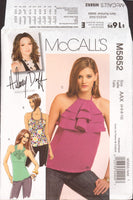 McCall's 5852 Hilary Duff Label Lined Halter Top with Front Neckline Variations, Uncut, Factory Folded, Sewing Pattern Size 4-6-8-10