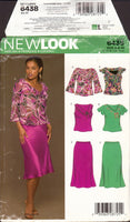 New Look 6438 Long or Short Sleeve Top with Angled Neckline and Slightly Flared Skirt, Uncut, Factory Folded, Sewing Pattern Size 8-18