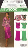 New Look 6438 Long or Short Sleeve Top with Angled Neckline and Slightly Flared Skirt, Uncut, Factory Folded, Sewing Pattern Size 8-18