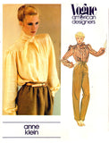Vogue American Designer 2611 Anne Klein Long Sleeved Blouse with Bias Collar and Neck Tie, Uncut, Factory Folded, Sewing Pattern Size 12