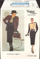 Vogue Paris Original 1468 Emanuel Ungaro Jacket, Asymmetrical Closing Blouse & Straight Skirt  Uncut, F/Folded, Sewing Pattern Size 10