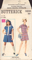 Butterick 5235 Front Buttoned Pantdress, Shaped Collar and Short Sleeves, Uncut, Factory Folded Vintage Sewing Pattern Size 10 Bust 32.5